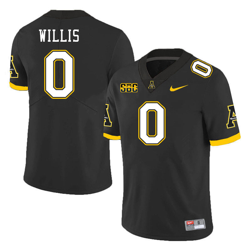 Appalachian State Mountaineers #0 Jaelin Willis College Football Jerseys Stitched-Black